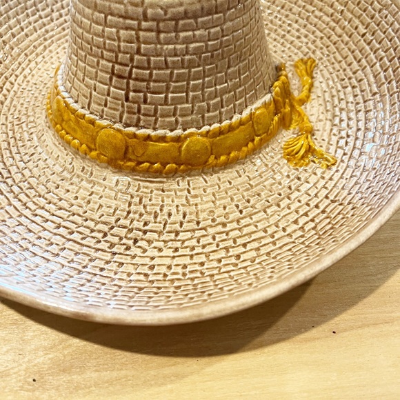 VINTAGE WHITTIER ceramic pottery COWBOY HAT chip & dip serving tray dish EUC - Picture 2 of 7
